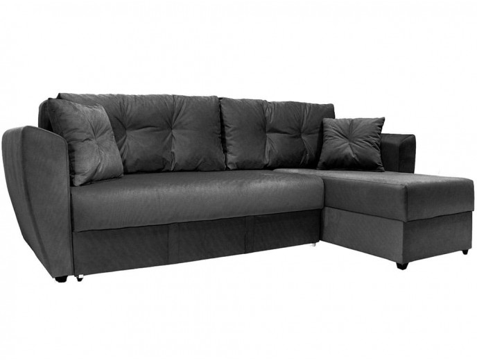 Угловой диван "Амстердам" велюр кабрио черный