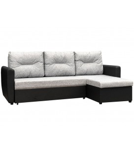 Угловой диван "Амстердам" рогожка серый экокожа черный